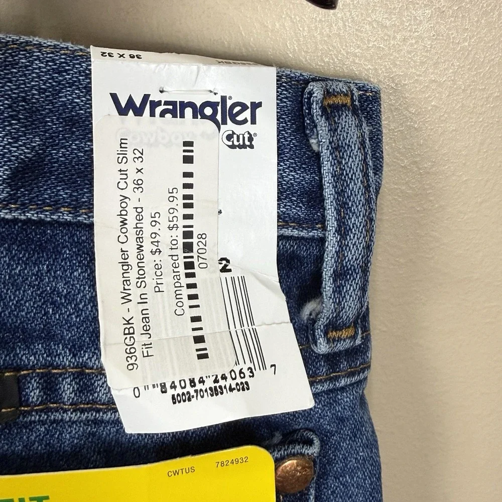 Wrangler Cowboy Cut Original Fit Jeans 1013MWZ Stonewashed Men's 36 x 32 NWT